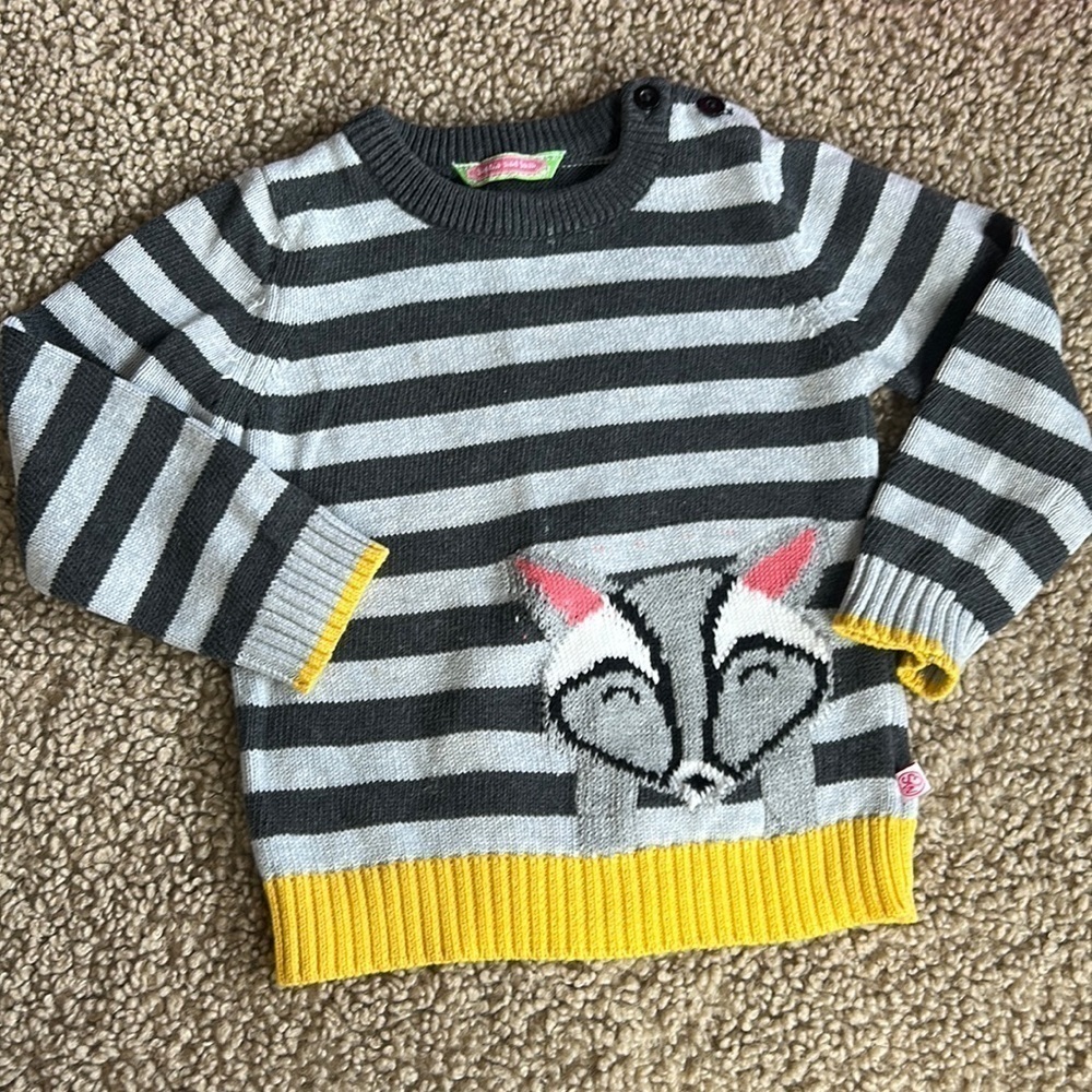Sophie & Sam • striped knit fox sweater